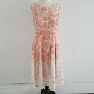 ELIE TAHARI linen peach and floral sundress